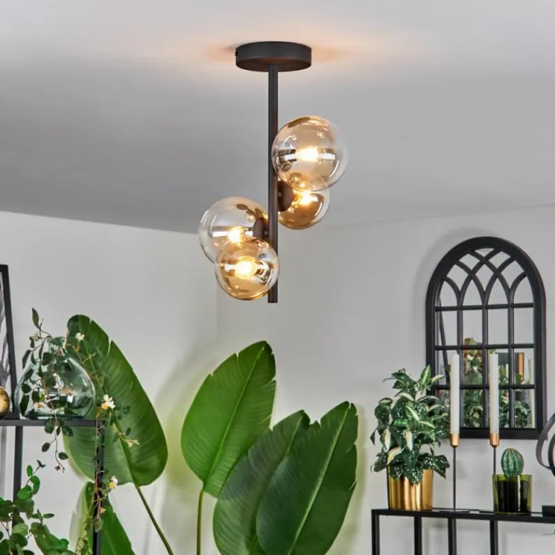 hofstein Plafonnier - Verre 10 cm, 12 cm Chehalis Ambre, Clair, 4 lumières