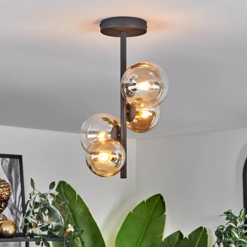 hofstein Plafonnier - Verre 10 cm, 12 cm Chehalis Ambre, Clair, 4 lumières