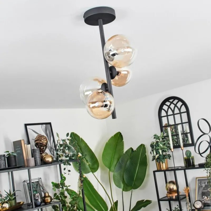 hofstein Plafonnier - Verre 10 cm, 12 cm Chehalis Ambre, Clair, 4 lumières