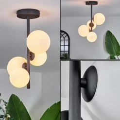 hofstein Plafonnier - Verre 10 cm, 12 cm Chehalis Blanc, 4 lumières