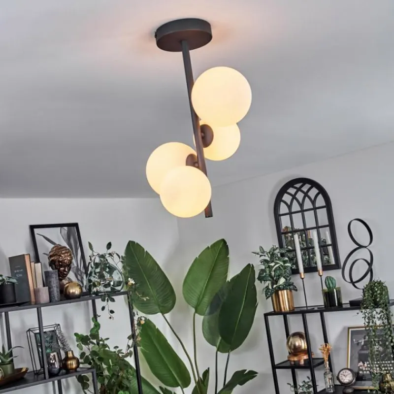 hofstein Plafonnier - Verre 10 cm, 12 cm Chehalis Blanc, 4 lumières