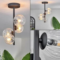 hofstein Plafonnier - Verre 10 cm, 12 cm Chehalis Clair, 4 lumières