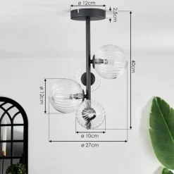 hofstein Plafonnier - Verre 10 cm, 12 cm Chehalis Clair, 4 lumières