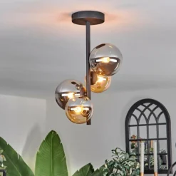 hofstein Plafonnier - Verre 10 cm, 12 cm Chehalis Ambre, Fumé, 4 lumières