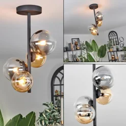 hofstein Plafonnier - Verre 10 cm, 12 cm Chehalis Ambre, Clair, Fumé, 4 lumières