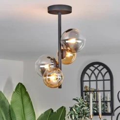 hofstein Plafonnier - Verre 10 cm, 12 cm Chehalis Ambre, Clair, Fumé, 4 lumières