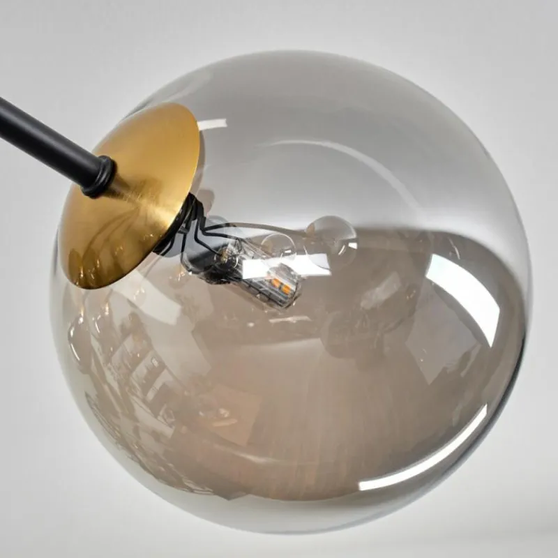 Lampes Dorées-hofstein Plafonnier - Verre 12 cm, 15 cm Chehalis Or, Noir, 8 lumières