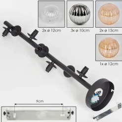 hofstein Plafonnier - Verre 10 cm, 12 cm, 15cm Chehalis Ambre, Clair, Fumé, 8 lumières