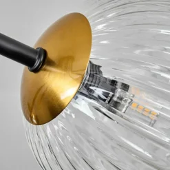 hofstein Plafonnier - Verre 12 cm, 15 cm Chehalis Or, Noir, 8 lumières