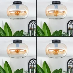 hofstein Plafonnier - Verre 30 cm Apedo Ambre, Clair, 1 lumière