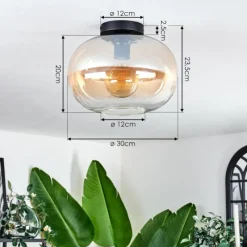hofstein Plafonnier - Verre 30 cm Apedo Ambre, Clair, 1 lumière