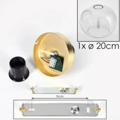 hofstein Plafonnier - Verre 20 cm Apedo Or, Noir, 1 lumière