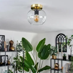 hofstein Plafonnier - Verre 20 cm Apedo Or, Noir, 1 lumière