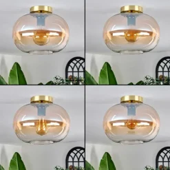 hofstein Plafonnier - Verre 30 cm Apedo Or, Noir, 1 lumière