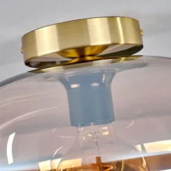 hofstein Plafonnier - Verre 30 cm Apedo Or, Noir, 1 lumière