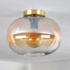 hofstein Plafonnier - Verre 30 cm Apedo Or, Noir, 1 lumière