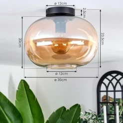 hofstein Plafonnier - Verre 30 cm Apedo Ambre, 1 lumière