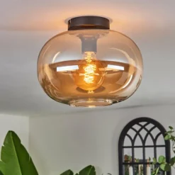 hofstein Plafonnier - Verre 30 cm Apedo Ambre, 1 lumière