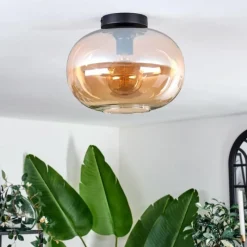 hofstein Plafonnier - Verre 30 cm Apedo Ambre, 1 lumière