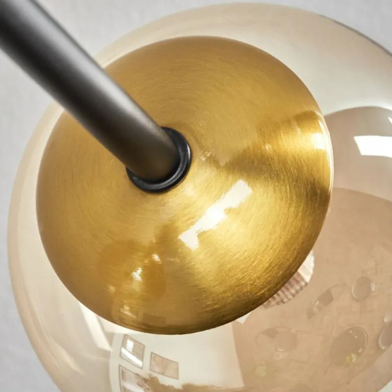 hofstein Plafonnier - Verre 10 cm Chehalis Or, Noir, 6 lumières