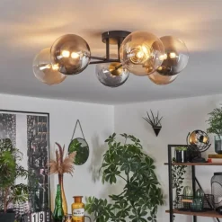 Lampes Dorées-hofstein Plafonnier - Verre 15 cm Chehalis Or, Noir, 6 lumières