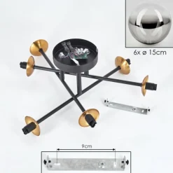 Lampes Dorées-hofstein Plafonnier - Verre 15 cm Chehalis Or, Noir, 6 lumières