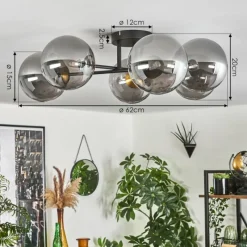 Lampes Dorées-hofstein Plafonnier - Verre 15 cm Chehalis Or, Noir, 6 lumières