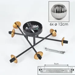 Lampes Dorées-hofstein Plafonnier - Verre 12 cm Chehalis Or, Noir, 6 lumières