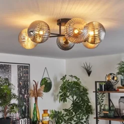 Lampes Dorées-hofstein Plafonnier - Verre 15 cm Chehalis Or, Noir, 6 lumières