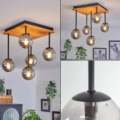 hofstein Plafonnier - Verre 10 cm Chehalis Écru, Noir, 5 lumières