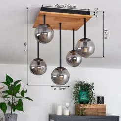 hofstein Plafonnier - Verre 10 cm Chehalis Écru, Noir, 5 lumières