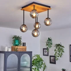 hofstein Plafonnier - Verre 10 cm Chehalis Écru, Noir, 5 lumières