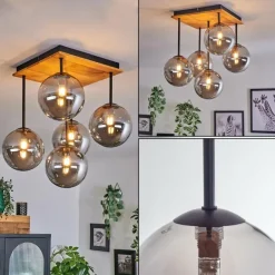 hofstein Plafonnier - Verre 15 cm Chehalis Écru, Noir, 5 lumières