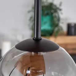 hofstein Plafonnier - Verre 12 cm Chehalis Écru, Noir, 5 lumières