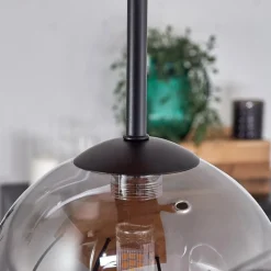 hofstein Plafonnier - Verre 15 cm Chehalis Écru, Noir, 5 lumières