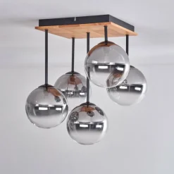 hofstein Plafonnier - Verre 15 cm Chehalis Écru, Noir, 5 lumières