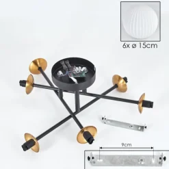 Lampes Dorées-hofstein Plafonnier - Verre 15 cm Chehalis Or, Noir, 6 lumières