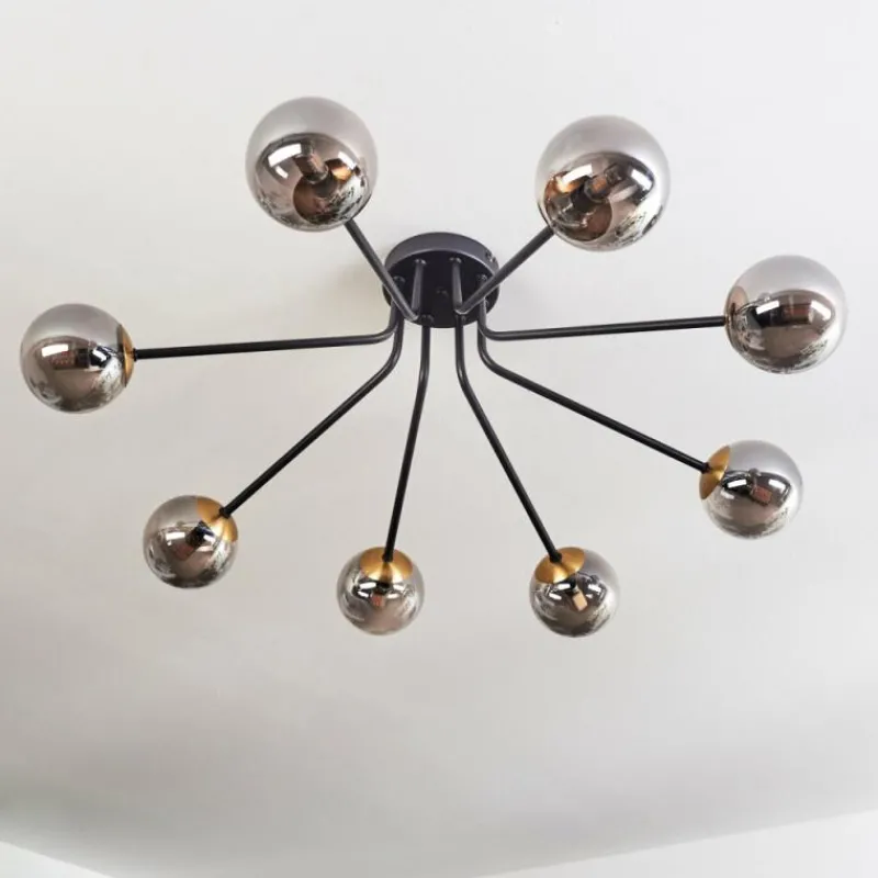 Lampes Dorées-hofstein Plafonnier - Verre 10 cm Chehalis Or, Noir, 8 lumières