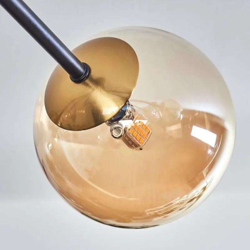 hofstein Plafonnier - Verre 12 cm Chehalis Or, Noir, 8 lumières