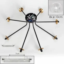 Lampes Dorées-hofstein Plafonnier - Verre 10 cm Chehalis Or, Noir, 8 lumières