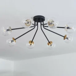 Lampes Dorées-hofstein Plafonnier - Verre 10 cm Chehalis Or, Noir, 8 lumières