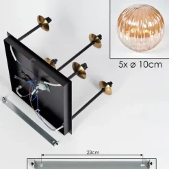 Lampes Dorées-hofstein Plafonnier - Verre 10 cm Chehalis Or, Noir, 5 lumières