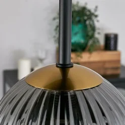 Lampes Dorées-hofstein Plafonnier - Verre 12 cm Chehalis Or, Noir, 5 lumières