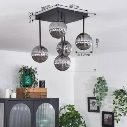 Lampes Dorées-hofstein Plafonnier - Verre 12 cm Chehalis Or, Noir, 5 lumières