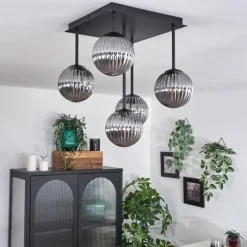 Suspension Verre Fumé-hofstein Plafonnier - Verre 12 cm Chehalis Fumé, 5 lumières