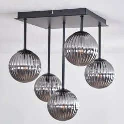 Suspension Verre Fumé-hofstein Plafonnier - Verre 12 cm Chehalis Fumé, 5 lumières