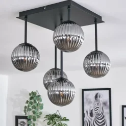 Suspension Verre Fumé-hofstein Plafonnier - Verre 12 cm Chehalis Fumé, 5 lumières