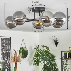 Lampes Dorées-hofstein Plafonnier - Verre 12 cm Chehalis Or, Noir, 6 lumières