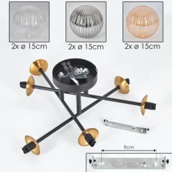 Lampes Dorées-hofstein Plafonnier - Verre 15 cm Chehalis Or, Noir, 6 lumières