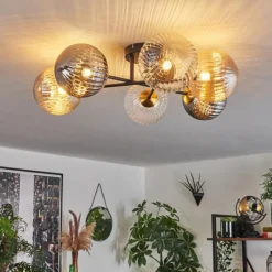 Lampes Dorées-hofstein Plafonnier - Verre 15 cm Chehalis Or, Noir, 6 lumières